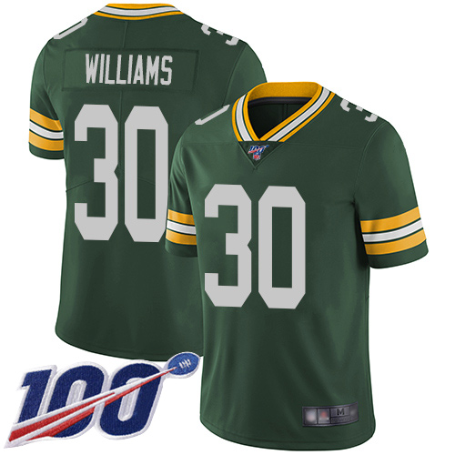 Green Bay Packers Limited Green Men #30 Williams Jamaal Home Jersey Nike NFL 100th Season Vapor Untouchable->youth nfl jersey->Youth Jersey